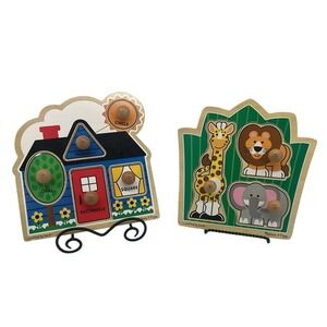 Melissa & Doug Wooden Chunky Puzzles House‎ Shapes & Animals Toddler